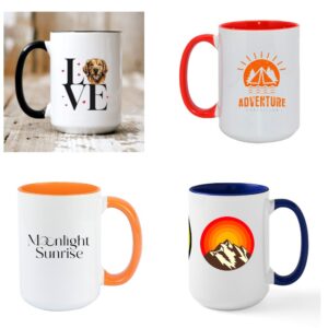Delightful 15oz Ear-Shaped Handle Mug - The Perfect Cup for Big & Small!