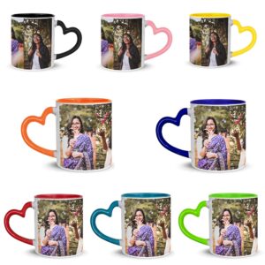 Personalized Heart Handle Mug: Customizable 3 Tone Mugs Hold Your Love Close