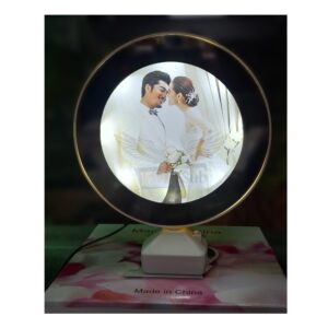 custom photo printed Round Magic Mirror Photo Frame with LED Light