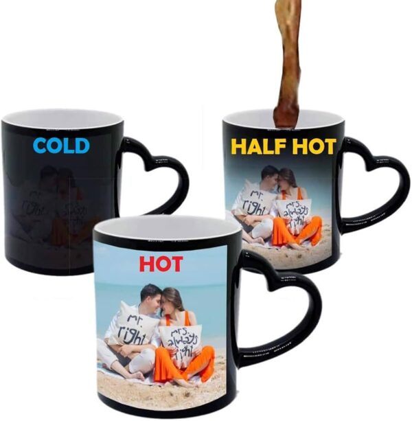 Reveal Your Message: Personalized Heat-Sensitive Mug with Heart Handle (11oz) - Image 3