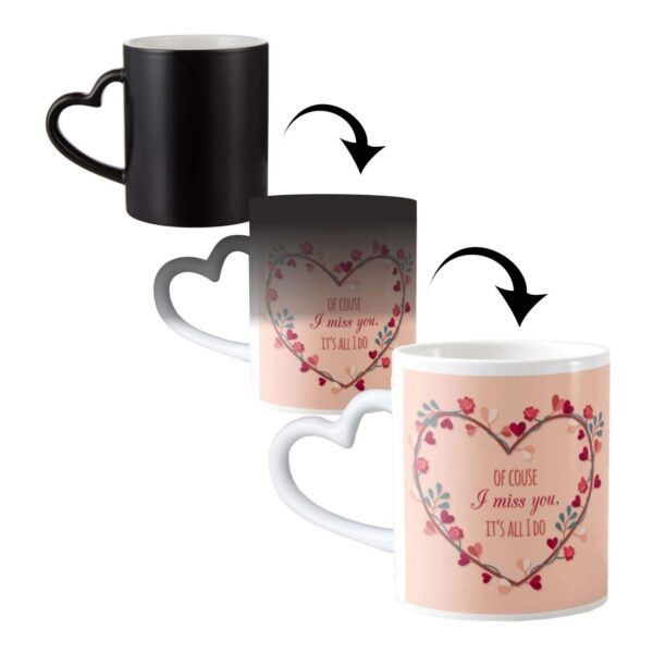 Reveal Your Message: Personalized Heat-Sensitive Mug with Heart Handle (11oz) - Image 2