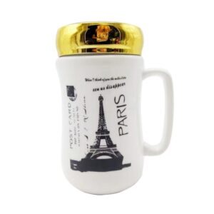 Glamorous Coffee Break: Personalized Fancy Mug with Gold Mirror Lid (300ml)