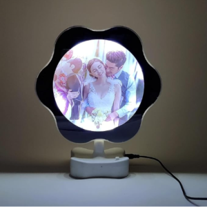 Flower-Shaped Magic Mirror Photo Frame with Custom Photo Display