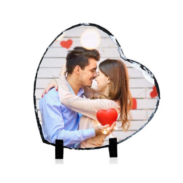 Hearts Entwined: Personalized Photo Rock with Heart Frame - Image 4