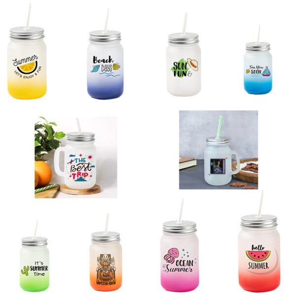 Custom printed Frosted Glass Mason Jar Mugs (16oz) - Design Your Dream Drinkware!