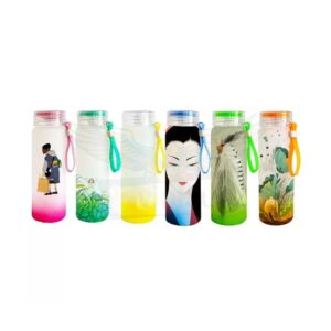 G Frosted Glass Water Bottle - Customize Your Style with Ombre! 500ml