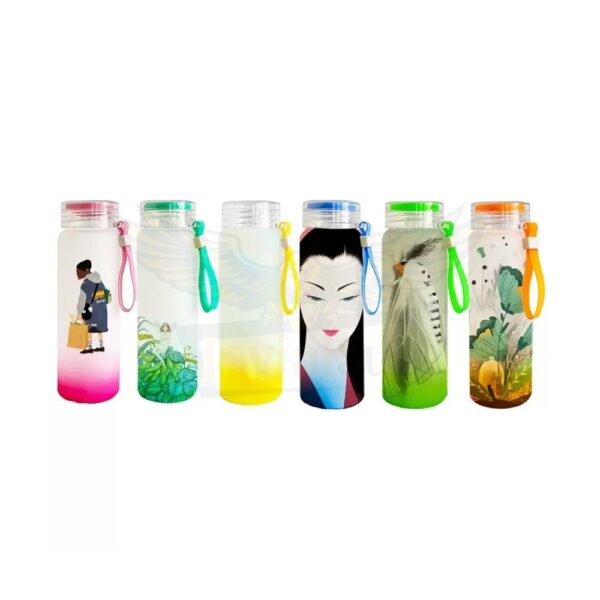 G Frosted Glass Water Bottle - Customize Your Style with Ombre! 500ml