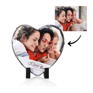 Hearts Entwined: Personalized Photo Rock with Heart Frame