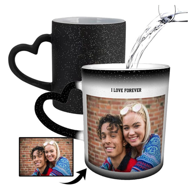 Personalized Heat-Sensitive Glitter Magic Mug with Heart Handle - Image 4