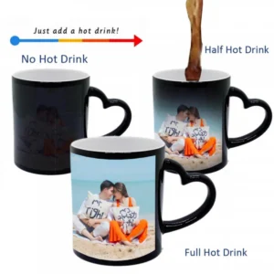 Reveal Your Message: Personalized Heat-Sensitive Mug with Heart Handle (11oz)