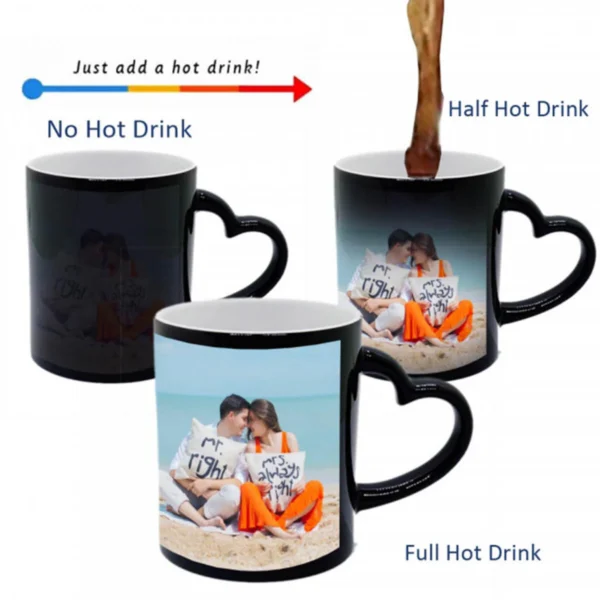 Reveal Your Message: Personalized Heat-Sensitive Mug with Heart Handle (11oz)