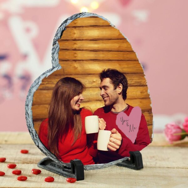 Hearts Entwined: Personalized Photo Rock with Heart Frame - Image 3