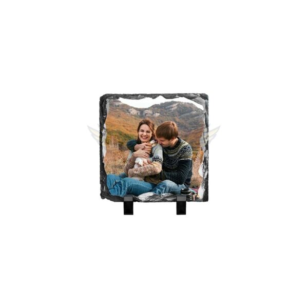 Square Memories: Personalized Photo Small Rock with Square Frame (4" x 4") - Image 2