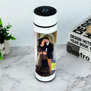 K White Smart Water Bottle - Personalized with Temperature Display! 500ml