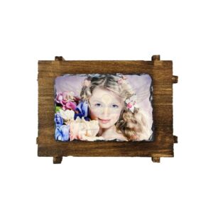 Memories Etched in Stone: Personalized Photo Rock with Wood Frame