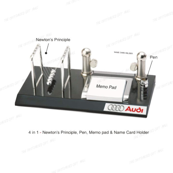 The Silver Newton's Cradle Desk Set (Customizable)