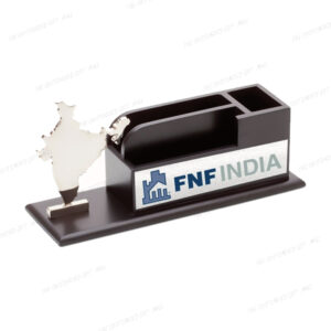 The Gold Handshake Desk Organizer with Customizable Clock (190mm x 75mm x 75mm)