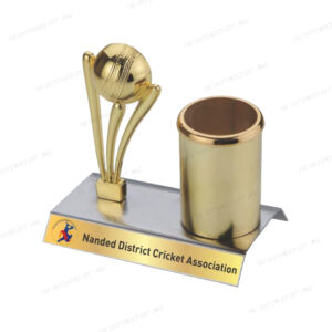 A Stylish Tribute to the Spirit of the Game - Cricket Theme Pen Stand – 120 x 80 x 110 mm