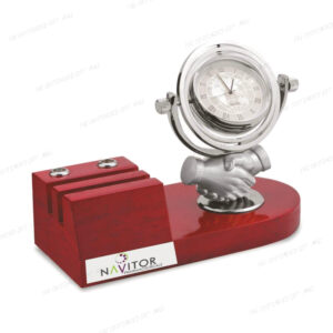 The Silver Handshake Rotating Clock Desk Organizer (190x105x145mm)