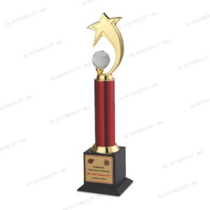 A Dazzling Tribute to Excellence and Distinction – Golden Star With Crystal Trophy (14.5 Inch)