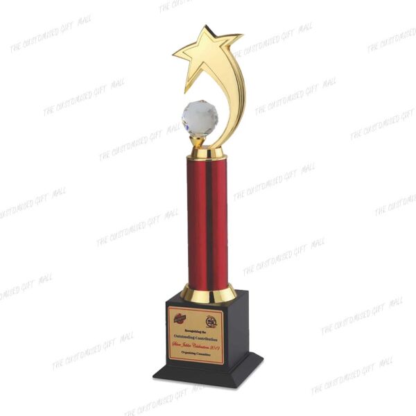 A Dazzling Tribute to Excellence and Distinction – Golden Star With Crystal Trophy (14.5 Inch)