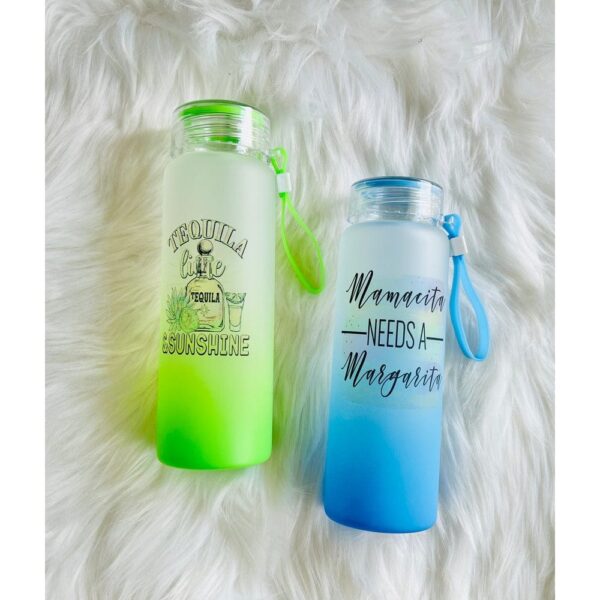 G Frosted Glass Water Bottle - Customize Your Style with Ombre! 500ml - Image 2