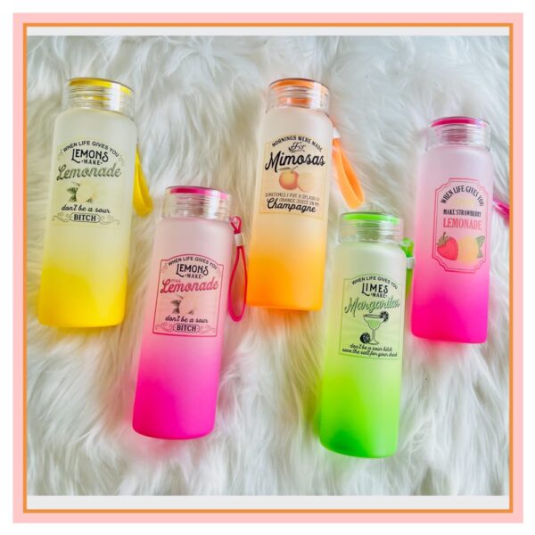 G Frosted Glass Water Bottle - Customize Your Style with Ombre! 500ml - Image 3