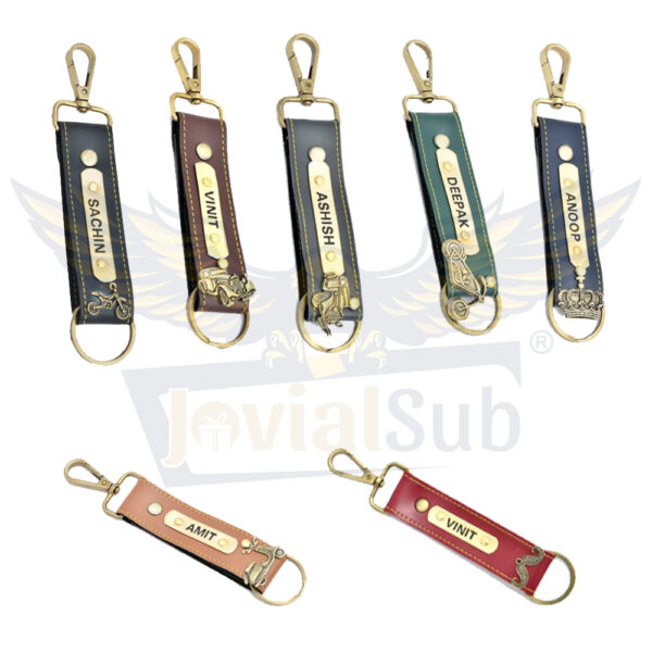 E Make Every Jingle Unique: Personalized Leather Hook Keychain with Name & Charm