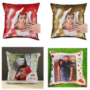Personalized Square Magic Photo Pillow - Custom 16x16 Inch Polyester Cushion