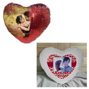 Personalized Heart Magic Photo Pillow - Custom 16x16 Inch Polyester Cushion