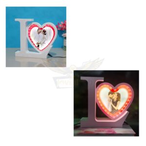 L Heart Shaped LED Magic Mirror photo frame