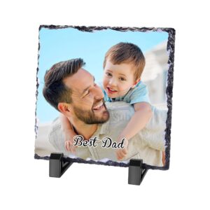 Square Memories: Personalized Photo Rock with Square Frame (6" x 6")