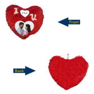 Cuddle up with love : Personalized Photo Big I Heart You Fur Cushion (18"x18")