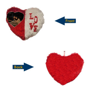 Dual-Tone Fur Heart Cushion : Personalized Photo Big Heart Fur Dual Color Red & White (18"x18")