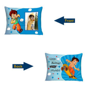 Bheem's Adventure, Personalized Comfort : Customize Photo Chhota Bheem Cartoon Printed Pillow (12"x18")
