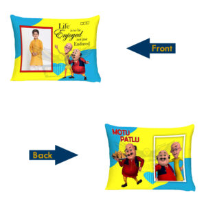Fun, Comfort, and Personalization Combined : Customized Photo Cartoon Motu Patlu Printed Pillow