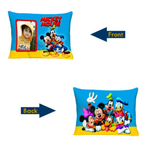 A Personalized Touch of Magic and Comfort : Customized Photo Cartoon Mickey Mouse Printed Pillow (12"x18")