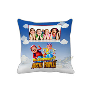 A Perfect Blend of Fun, Comfort, and Personal Touch : Personalized Photo Motu Patlu Printed Pillow (12"x12")