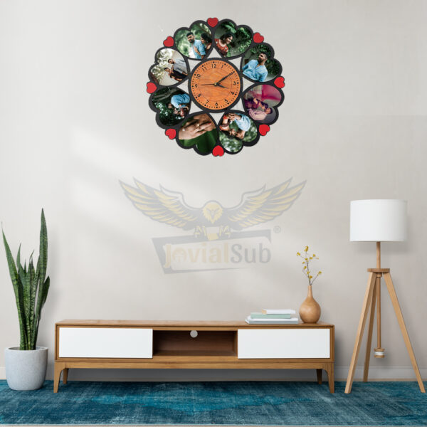 A Timeless Celebration of Love and Memories : Customized Photo MDF Wall Clock Frame with 8 Images - Image 2