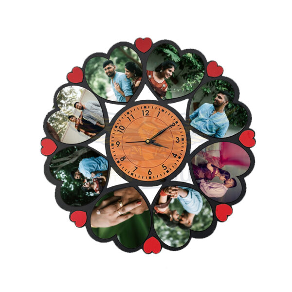 A Timeless Celebration of Love and Memories : Customized Photo MDF Wall Clock Frame with 8 Images