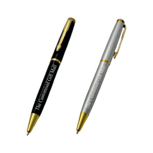 Elegant Black & Silver Custom Engraved Pen