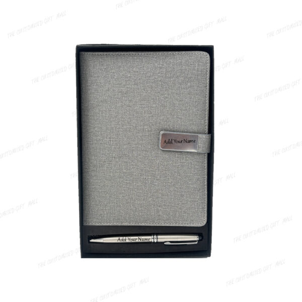 Write in Style – Personalized Leather Diary & Silver Finish Pen Gift Set