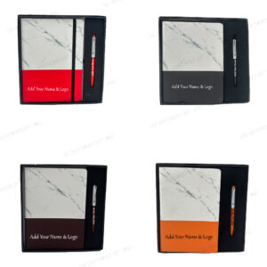 Elegant 2-in-1 Corporate Gift for Men & Women – Premium Diary Marble Texture Design & Pen Combo Set