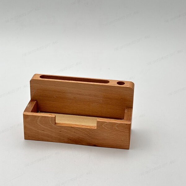 Jovial Wooden Desk Organizer with Perpetual Calendar, Visiting Card Holder And Pen Holder - Image 5