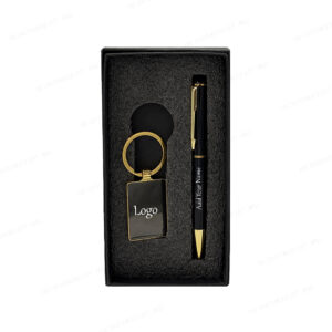 Personalized Metal Pen & Keychain Combo Set with Custom Name & Logo Marking