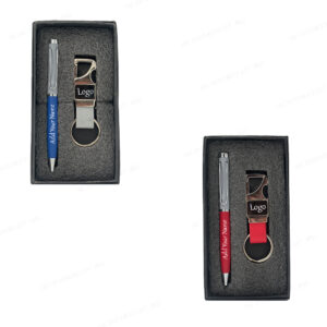 Personalized Pen & Keychain Combo Set – Custom Engraved Metal Pen & Leather Opener Keychain Gift Set