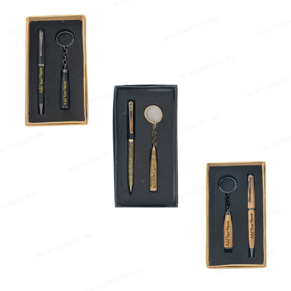 A Premium Gift Experience – Personalized Metal Pen Set with Matching Keychain and Name Engraving