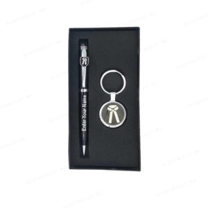 A Distinguished 2-in-1 Gift Set - Personalized Metal Pen with Advocate Logo & Metal Keychain