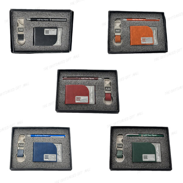 Everyday Essentials – Personalized Card Holder, Pen & Keychain Set