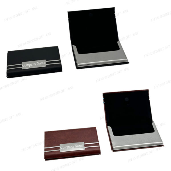 Available in Black & Brown - Premium Leather Card Holder with Company Branding Name